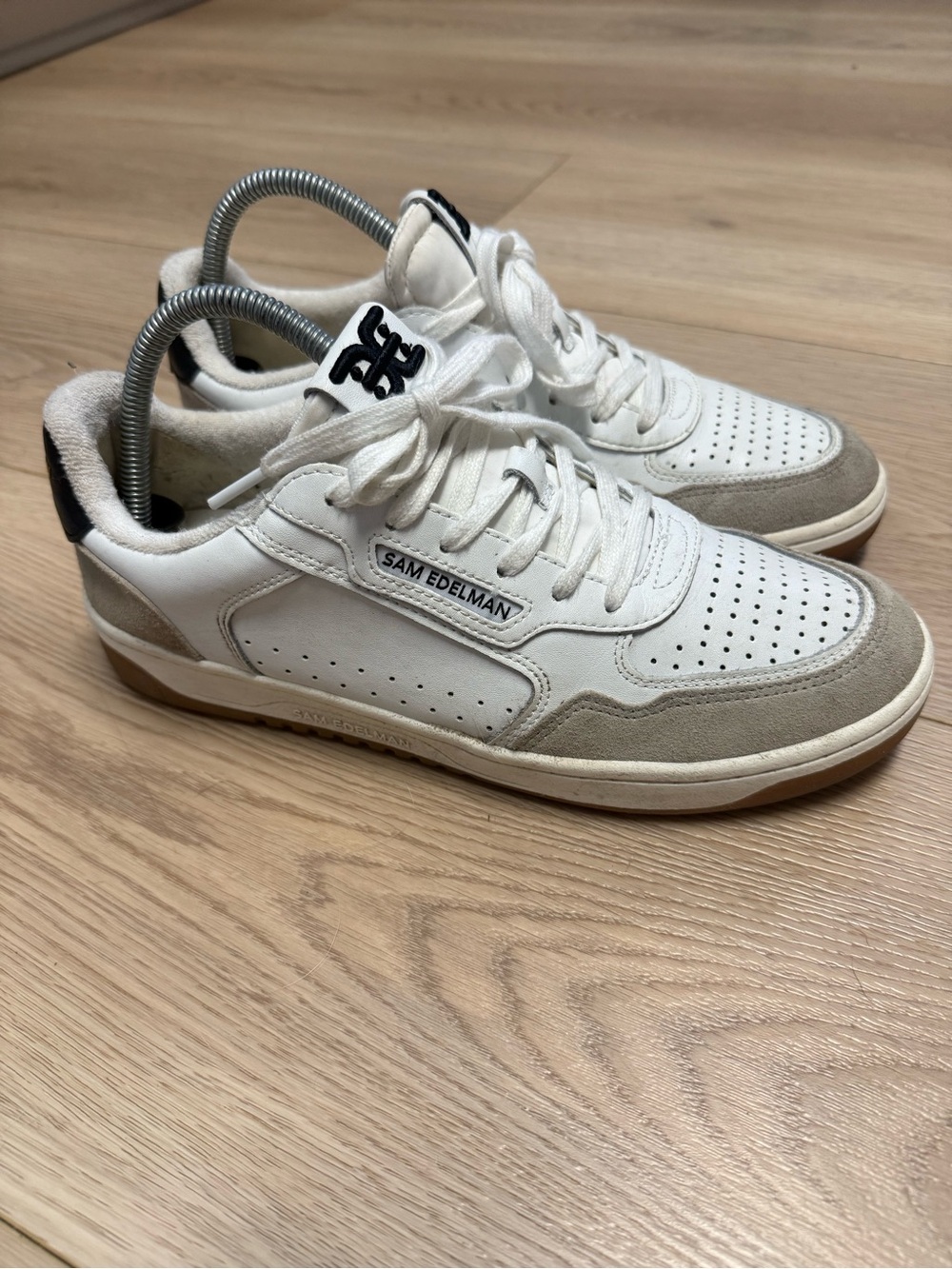 Sam Edelman Women's Harper sneakers White Leather Suede Trim Size 9 - Picture 1 of 8